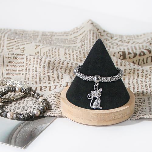 Single Bracelet Holder,Jewelry Displays for Selling Photograph,Bamboo Base Bangle Stand (Black) - color: Black