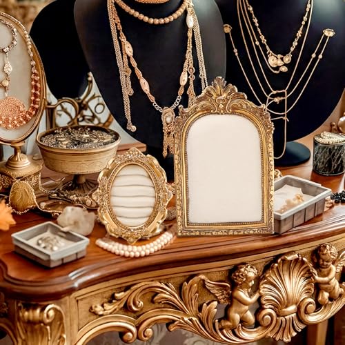 Liliaafar 2 Pcs Vintage Ring Holder Jewelry Display Stand for Vendors Necklace Jewelry Organizer with Velvet Backing for Women Engagement Wedding Anniversary(Charming,White) - color: White, style: Charming