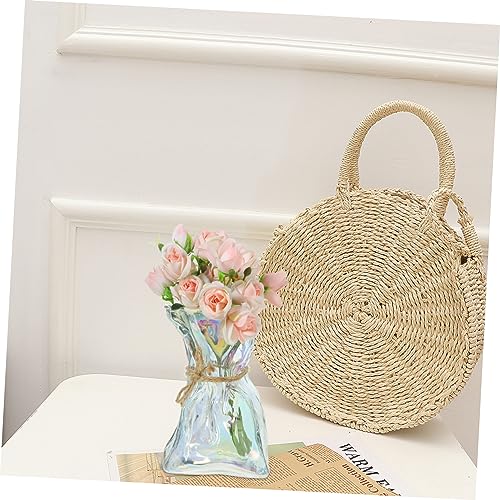 iplusmile Abstract Irregular Shaped Glass Vase Transparent Decorative Flower Container for Home Office Garden Versatile Modern Art Vase with Stable Flat Bottom for Wedding Party and Decor