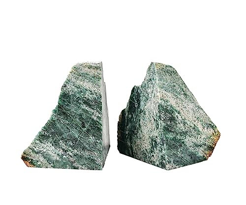 AMOYSTONE Green Mica Stone Non-Slip Bookends for Small/Kids Books | Rubber Bumpers & 2-3LBS Weight | Home Office Desk Organizer - color: Green, size: 2-3 Pounds