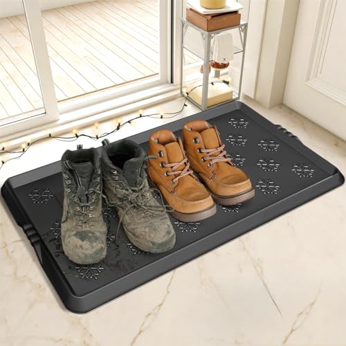 Azadx Rubber Boot Tray, Shoe Trays for Entryway, Versatile Boot Mat Tray with Raised Edge, Rubber Door Mat for Outdoor Doormats, 16x32 Inch 2 Pack - size: 16" x 32" 2pack