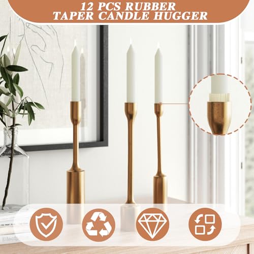 12 Pack Silicone Candle Grippers for Taper Candles | Flexible Holders to Keep Candles Upright | Fits 3/4 inch(0.75") Diameter Standard Candles, Wedding & Event Decor