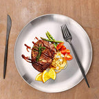 Stainless Steel Plates 2 Set Metal Dinner Dishes 9 Inch Unbreakable Dinner Plates Great for Snack,Nut,cake Picnic, Outdoor Camping Plate - Shatterproof Dishwasher Safe - size: Silver 9 Inch