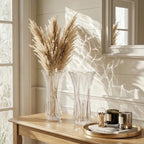 Pumtus 2 Pack Glass Flower Vases, 9.5 Inch Thickened Clear Phoenix Tail Vase, Decorative Modern Plant Vase for Centerpieces, Home Decor, Wedding, Party, Office
