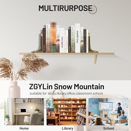 Snow Mountain Vintage Heavy Bookends, 2 Unique Bronze Decorative Bookend for Shelves or Bookcase, Anti-Slip Book Shelf Bookends Decorative, Gifts for Mother and Father - style: Snow Mountain