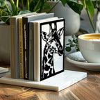 Peacoblue Metal Bookends for Shelves, Modern Decorative Heavy Duty Study Book Ends Stoppers for Office, Desk, Shelf, Room 5.3"x4.3"x7.9" Cast Iron Simple Tall Bookends 1 Pair (Giraffe) - style: Giraffe