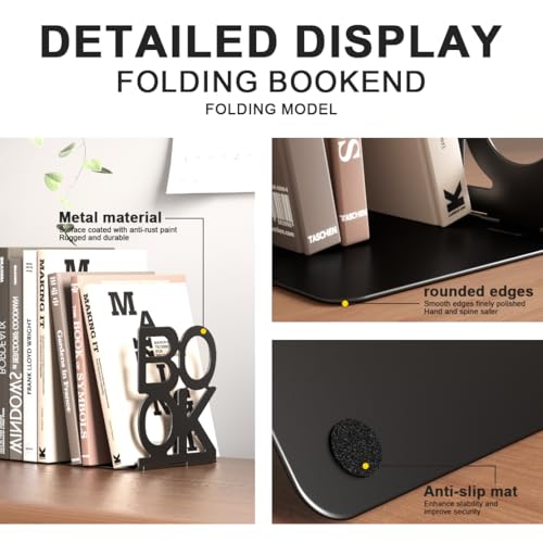 Book Ends,3 Pair Bookends Folding Book Ends Metal Bookend (3 Pair) - size: 3 Pair