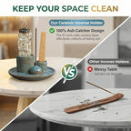Palo Santo Sticks Holder, Multi-Purpose Handmade Ceramic Incense Burner for Palo Santo Incense Sticks, Sage Holder for Burning, Ash Catcher Tray for Meditation Yoga Room-Light Blue - color: Light Blue