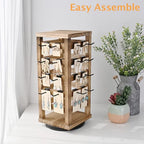 Ikee Design Wood Rotating Jewelry Display, Removable 42 Hooks Earring Display Stand, 5 Bars Earring Organizer Stand, Oak Color - color: 4 side, Oak, 42 hooks