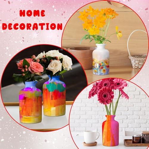 6 Set Mother's Day Ceramics to Paint DIY Your Own Ceramic Painting Kit for Crafts Vase to Paint Unpainted Plaster Paintable Kit Mother Art DIY Craft Supply with Brush Palette for Adult(Bright) - color: Bright