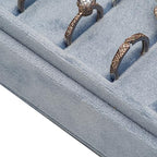 Velvet Ring Organizer Display Tray Jewelry Box Earring Holder Case for Wedding Birthday Christmas Day (Light Ocean Blue) - color: Light Ocean Blue