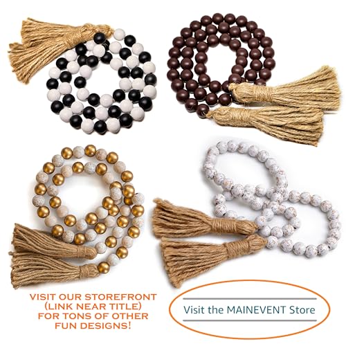 Boho Wood Decorative Beads & Tassel Garland Black - color: Black