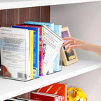 SUOXING 6 PCS Clear Acrylic Book Ends for Shelves Decorative,Invisible Book Stopper with Non-Slip Mats for Heavy Books,Small Acrylic Bookends for Home Office School Supplies and Kids Bookshelf