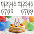 20 PCS (2 Sets) Reusable Number Candle Holder Set for Birthday Cakes - Metal Number Candle Holders Stand - Silver Cake Topper Decorations