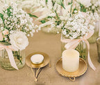 dedoot Candle Holder, Gold Candle Holders Set of 2 Decorative Handmade Iron Pillar Plate Candle Holder Centerpiece Fit LED & Wax Candles, Pedestal Candle Stand for Wedding, Spa, Dinner Tables