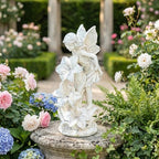 Angel Garden Statue Outdoor, Solar Powered Resin Garden Sculptures Fairy Angel Statues Waterproof LED Lights Yard Art Decorations for Outside Patio Lawn Ornament Gardening Gifts - style: Flower