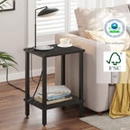 TUTOTAK End Table, Side Table, Nightstand, 2-Tier Storage Shelf, Sofa Side Table for Small Space, Living Room, Bed Room TB01BMK034 - color: Marble Black