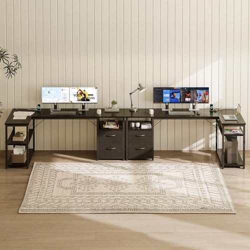 AODK 55 inch L Shaped Computer Desk with Drawers, Reversible Computer Desk with Storage Shelves, Home Office Desk with Built-in Power Outlet, Black - color: Black, size: 55 Inch