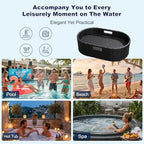 Devoko Floating Pool Tray Large PE Rattan Pool Serving Bar, Luxury Pool Floating Table with Handles for Pool Party, Hot Tub & Beach (Black) - color: Black, size: Medium