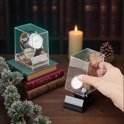 erioctry 2 Pack Watch Display stand Case Clear Plastic Single Watch Holder Box Storage Organizer for Jewelry Collection