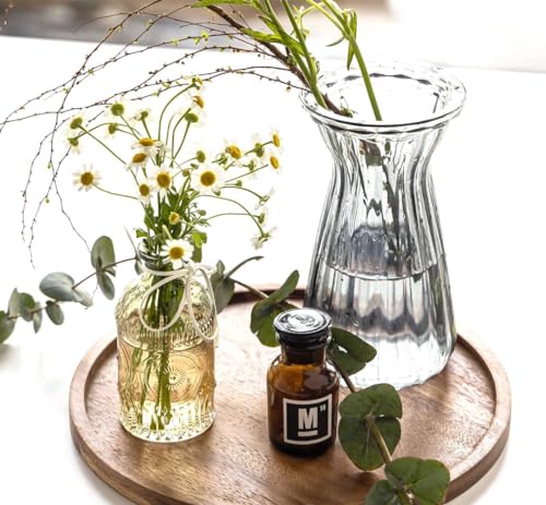 Round Wood Tray, Acacia Wooden Serving Tray, Serving Platter, Appetizer Charcuterie Board, Tray Organizer for Kitchen, Round Wood Tray for Table Centerpiece 13.8 x 13.8 x 0.8 inch - size: 13.8"