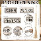Yuntau 4 Pcs Farmhouse Bible Verse Decor Farmhouse Tiered Tray Decor Rustic Retro Wood Bead Garlands for Me and My House We Will Serve the Lord Block Christian Jesus Sign for Home Shelf Mantel - style: Bible Verse