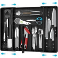 Simple Houseware Expandable Kitchen Drawer Flatware Organizer, Black – Adjustable Cutlery Tray with 9 Compartments for Utensils and Silverware - color: Black