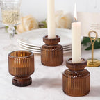 DARJEN 6 Pcs Amber Candlestick Holders - Glass Taper Candle Holders Tealight Votive Candle Holders for Table Centerpieces, Wedding, Dinner Party, Home, Gifts (Pack of 2) - color: Amber, size: 6Pcs (Pack of 2)