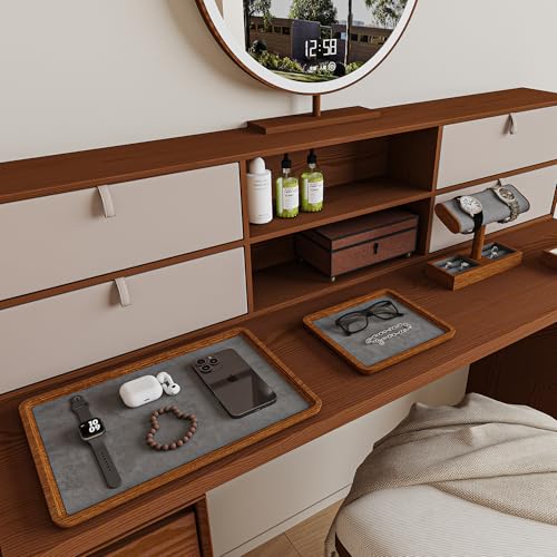 Oirlv Solid Wood Jewelry Tray Jewelry Display Holder Showcase Watch Display Organizer (Medium, Grey) - color: Grey, size: 7.87"x 7.08"x 0.59"