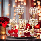 VINCIGANT Set of 3 Gold Candle Holders Wedding Table Centerpieces,Tealight Candlestick Candelabra Stand with 3 Arms for Fireplace Home Living Room Decor,Valentine's Day Housewarming - size: 1 Piece 8.3" tall & 2 Pieces 13" tall