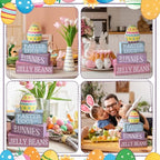 Lineshading 4 Pcs Easter Table Decoration Wooden Pastel Egg - No Assembly Required Reusable Happy Easter Tiered Tray Decor, Perfect for Home Kitchen Shelf Party Farmhouse Centerpieces & Holy Week Gift - style: Easter Egg