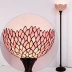 WERFACTORY Tiffany Floor Lamp Pink Stained Glass Wisteria Light 12X12X71 Inches Pole Torchiere Standing Corner Torch Uplight Decor Bedroom Living Room Home Office S523P Series