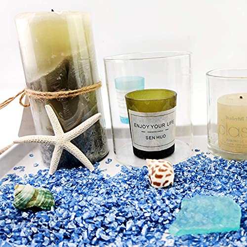 HappyFiller 1.3 Pound Broken Crushed Glass 3-7mm Fairy Garden Succulent Gravel Soil Cover Mini Stone Pieces,Vase Filler,Candle Holder Decor Mini Rock,DIY Resin Art,Paint,Craft Glitter,Pacific Blue - color: Pacific Blue