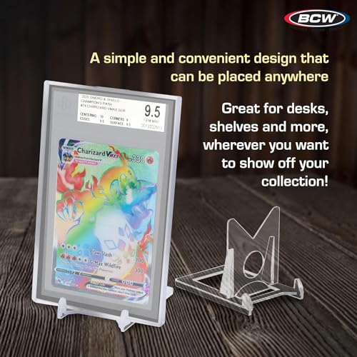BCW 2-Piece Card Display Stands | Showcase Top Loaders, Magnetics, Screwdowns |Trading Card Display| Card Display Stand | Card Stand | Semi Rigid Card Holder Stand (20 Pack) - color: 20 Pack