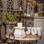 Shabby Farmhouse Wooden Pillar Candle Holders,Handmade Square White Candle Holder,Rustic Candle Holder for Pillar Candle, Small Candle Holders for Table Centerpiece Holiday Wedding Home Decoration