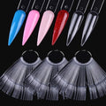 150 Pcs Nail Swatch Sticks with Ring, Clear Pointed Shaped Nail Art Polish Display Tips, Stiletto False Nail Sample Sticks, Nail Practice Color Display Board Manicure Home DIY Salon Supplies - color: Clear Stiletto Shaped