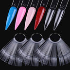 150 Pcs Nail Swatch Sticks with Ring, Clear Pointed Shaped Nail Art Polish Display Tips, Stiletto False Nail Sample Sticks, Nail Practice Color Display Board Manicure Home DIY Salon Supplies - color: Clear Stiletto Shaped