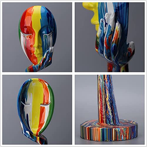 suruim Simple Creative Colorful Female Face Art Statue Thinker Sculpture Abstract Character Crafts Ornament Home Office Bedroom Living Room Study Decoration (Small 11.8x4.3x4.3in) - size: Small 11.8x4.3x4.3in