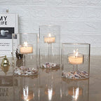 Cylinder Hurricane Glass Candle Holder for Table Centerpieces, Clear Votive Candle Holders for Wedding Parties, Decorative Candleholders for Home Dining Room Decorations (Set of 3)