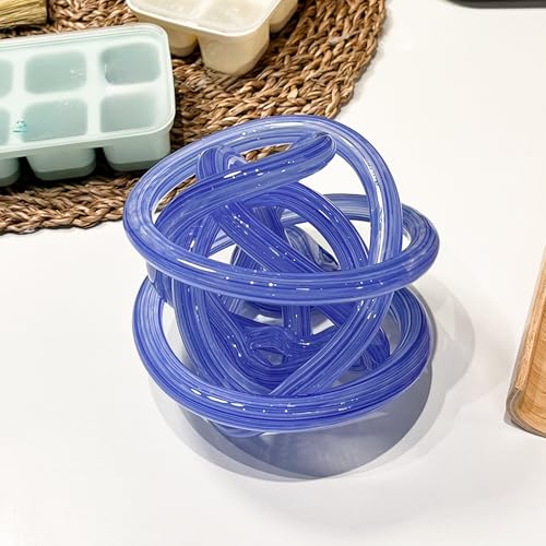 Glass Knot Teal Decor Ball - 5 Inch Hand Blown Infinity Sculpture Orbit Home Decor Table Decoration Interio Art - color: Violet, size: 5-Inch Diameter
