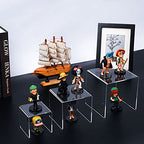 HIIMIEI Clear Acrylic Display Risers 2 Sets, 3-Tier Risers Stands Showcase for Amiibo Funko Pop Figures, Dessert, Jewelry-3"x4"x5" - size: 3"x4"x5"