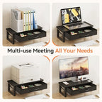 Computer Monitor Stand Riser, Desk Organizers and Accessories with Drawer, 2-Tier Laptop Stand for Desk, Office Organizer Storage, Wood
