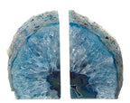 Agate Geode Bookends (Blue 2-3.5 lbs) Natural Stone Bookend for Holding Books, iPads, and Kindles - color: Blue, size: 2 - 3.5 lb