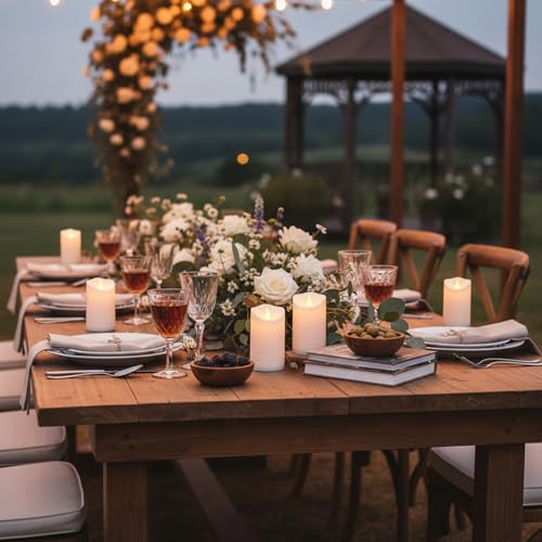 Artmarry Flameless Candles 3" D x 6" H Outdoor Indoor Pillars Battery Operated Flickering Candles Include 8-Key Remote Timer 400+ Hours by 2 AA Batteries (White Candle - Warm Light,2 Pack) - color: White Candle - Warm light, size: 3"D x 6" H - 2 Pack