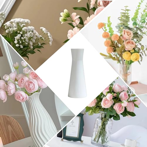7 inch Modern Minimalist White Ceramic Vase Small Table Single Stem Vase for Home and Office Desk Decor Centerpiece