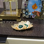 Metal Jewelry Dish, Small Leaf Shaped Ring Holder Jewelry Organizer, Trinket Dish Vanity Tray for Dresser Christmas Birthday Wedding Gifts Elm Leaves-Gold - color: Elm Leaves-Gold