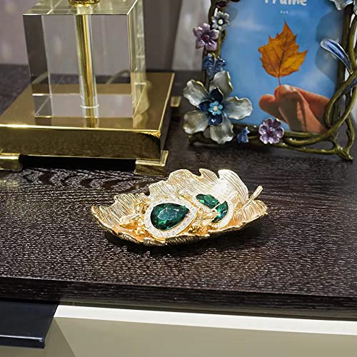 Metal Jewelry Dish, Small Leaf Shaped Ring Holder Jewelry Organizer, Trinket Dish Vanity Tray for Dresser Christmas Birthday Wedding Gifts Elm Leaves-Gold - color: Elm Leaves-Gold