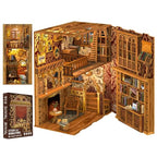 Cutefun Book Nook Kit Library, DIY Miniature Booknook Kit for Adults, 3D Wooden Puzzle Bookend Bookshelf Decor with LED Light & Dust Cover Christmas Crafts Gifts for Book Lovers (Eternal Bookstore) - style: Eternal Bookstore