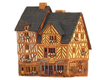 Ceramic Art Handmade Tealight Candle Holder Room Decoration Handcrafted Collectible Miniature Aroma Light House Traditional Half-Timbered Houses in The Old Town of Rennes, France B299AR*
