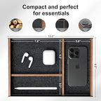 UPERGO Desk Drawer Organizer Tray, Mens Valet Made of Aluminum and Walnut, Aesthetic Desk Accessories for Office Home Supplies